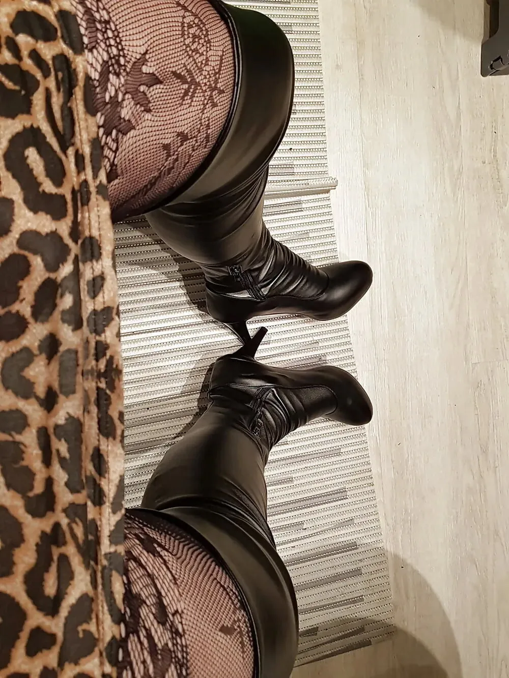 Lepard outfit with black boots and lingerie #7