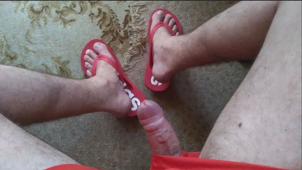 Red flip flops