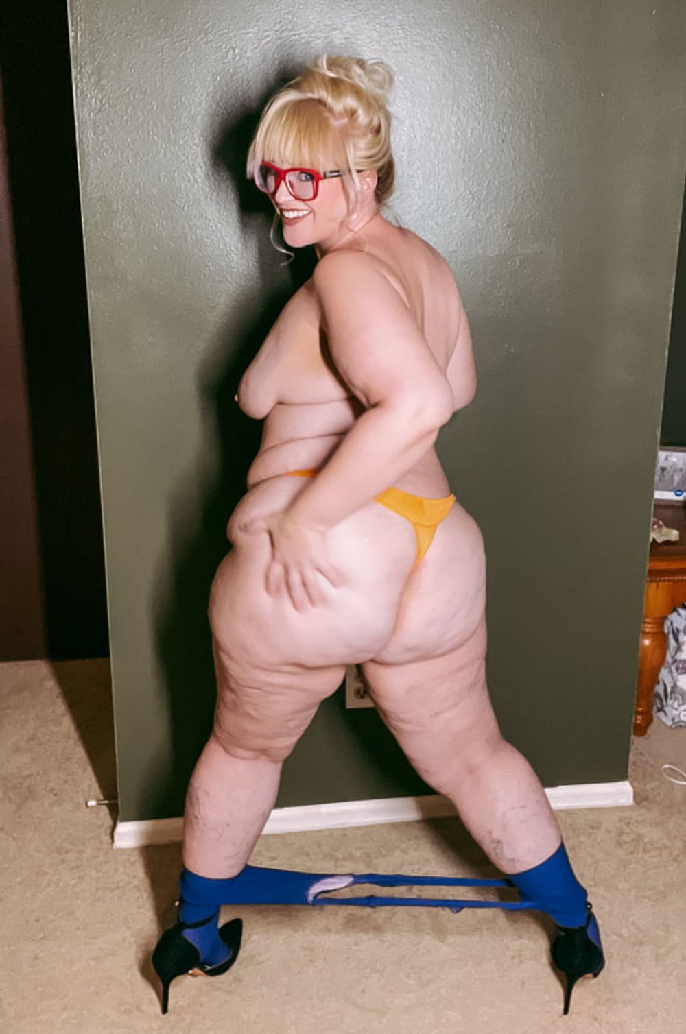 BBW Orange Thong Great Legs Fat Ass Curves MILF #7