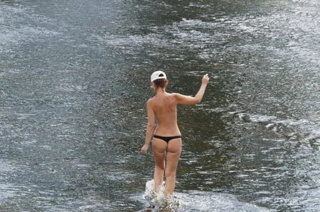 nude in rivers water         