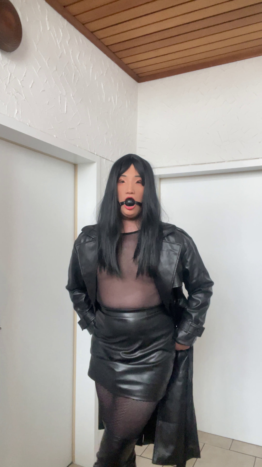 sissy gimp slave doll in leather and chastity #38