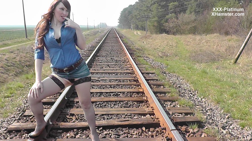 Sexy Platinum and Railway. Fetish. No panties under skirt #3