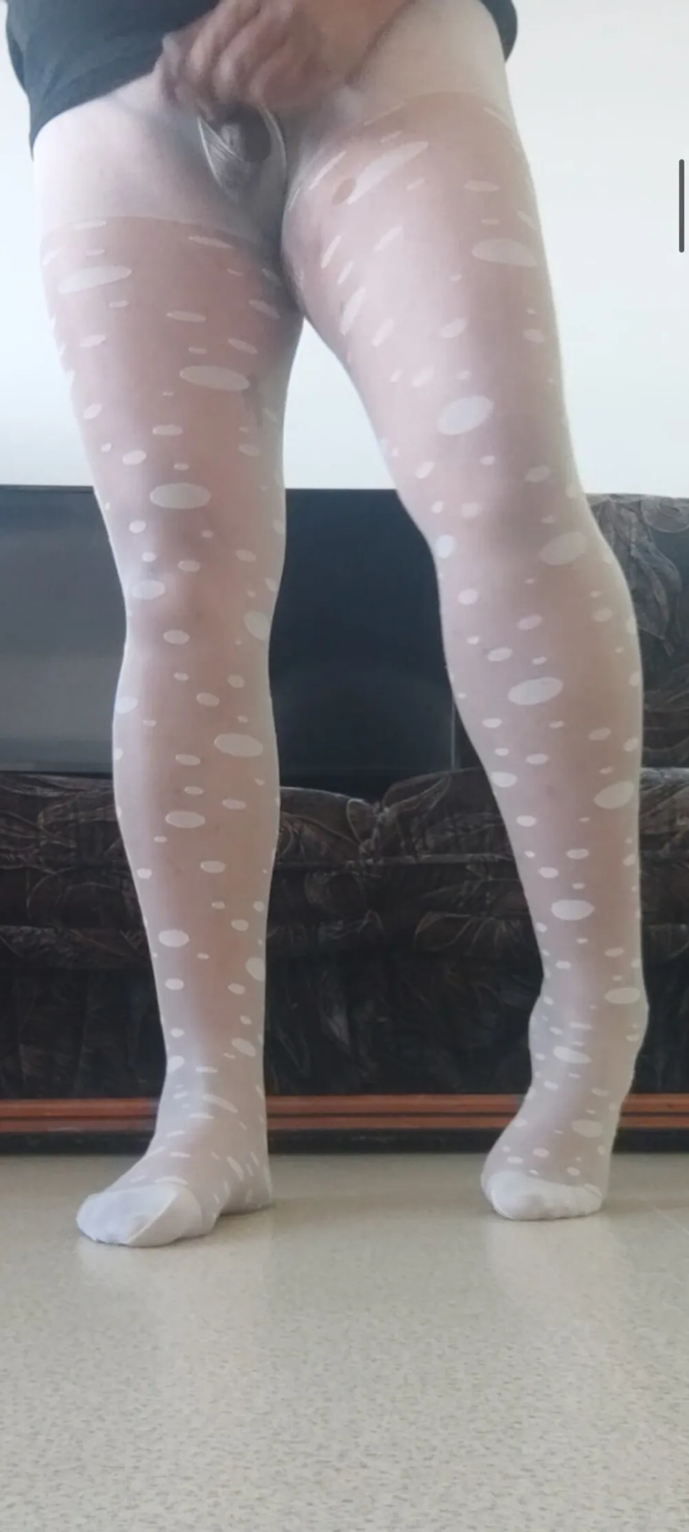 Polka dots white pantyhose #6