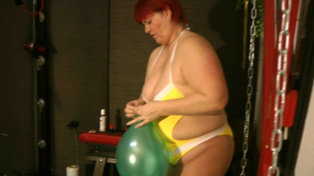 Balloon fun in a bathing suit #13