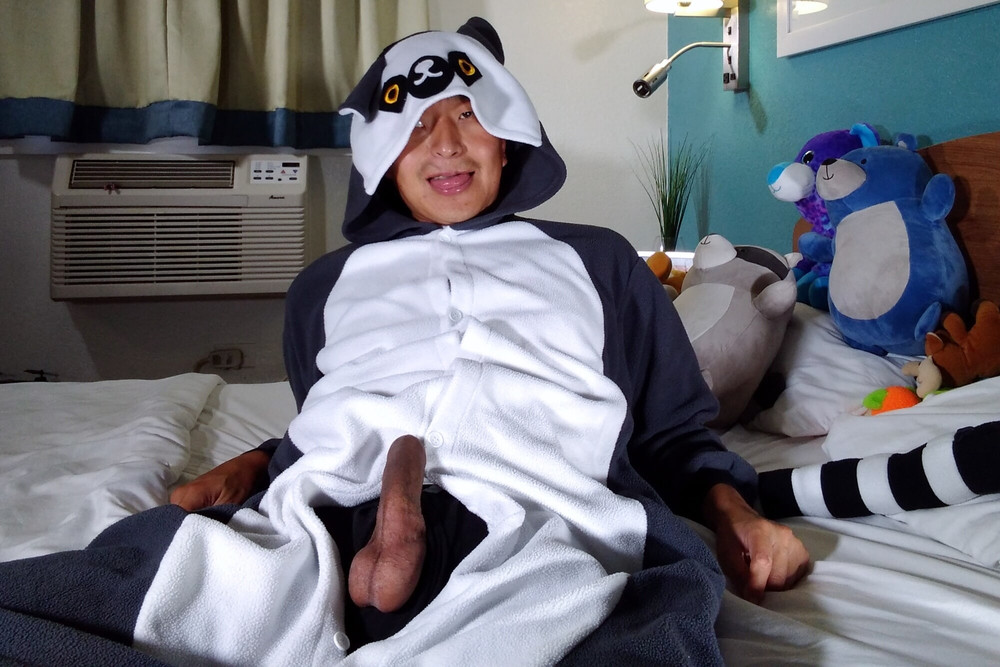 Hot asian boy wearing furry onesies and shiny undies #25