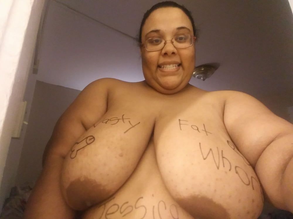 Dumb SSBBW Slut Jessica Jones&#039; Bodywriting  #2