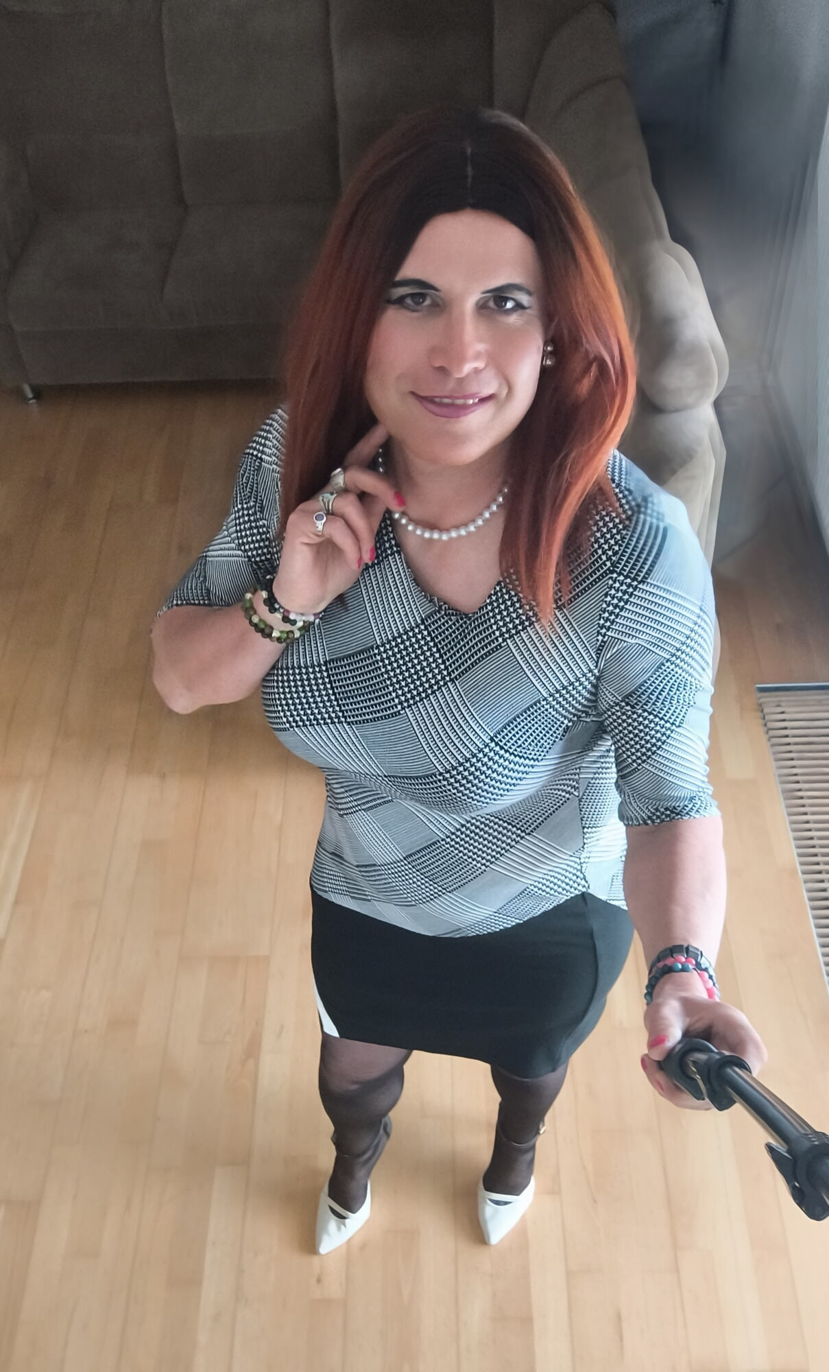 Black pantyhose and lovely short dress #24