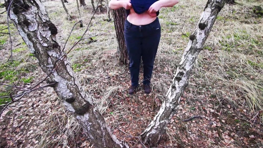 Titslapping in woods #11