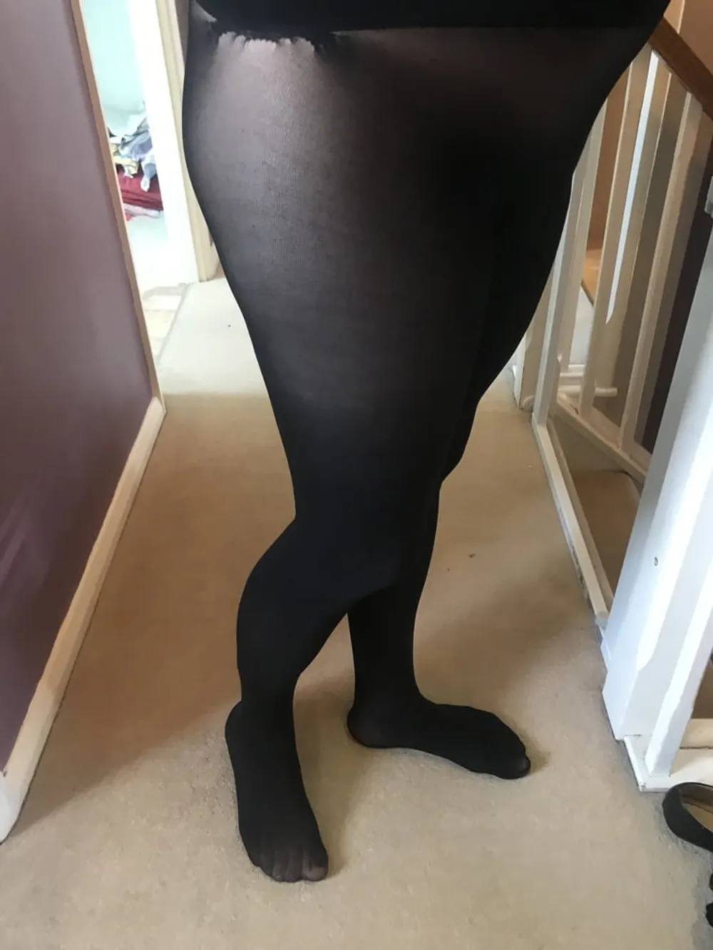 Black seamless tights & tight short skirt #27