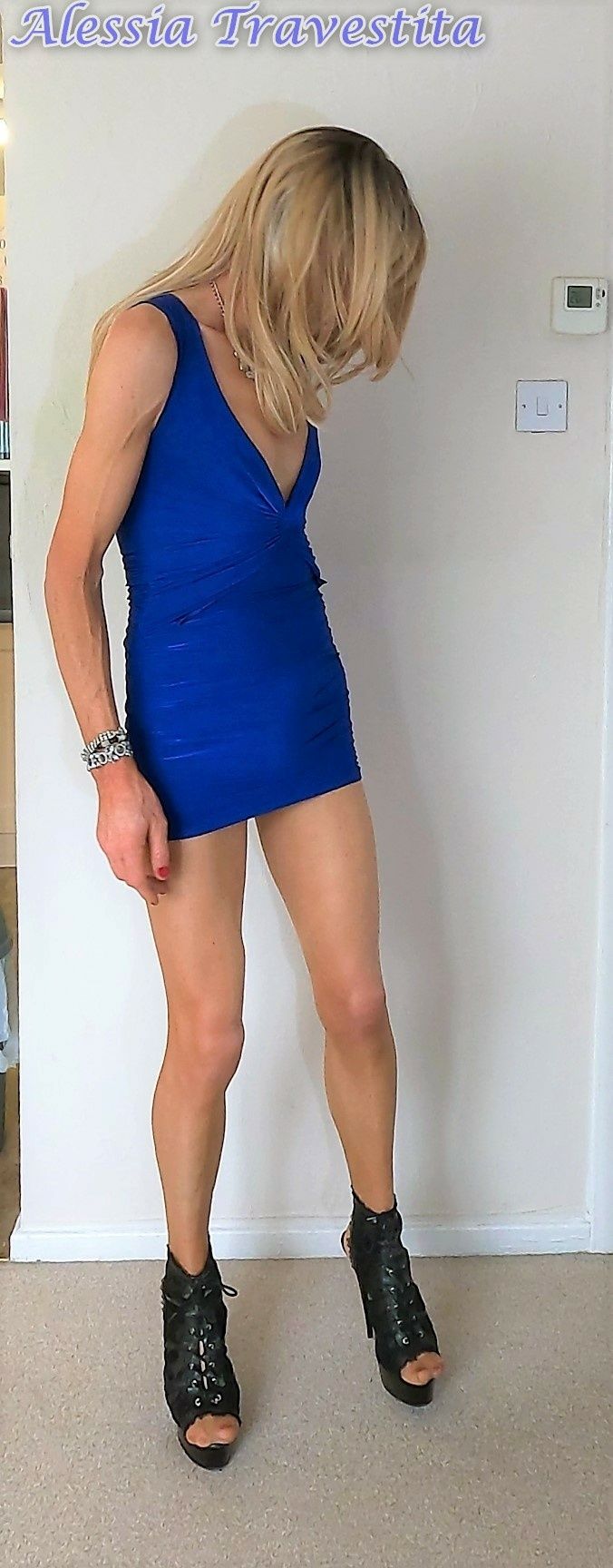77 Alessia Travestita in Blue Italian Designer Dress #19