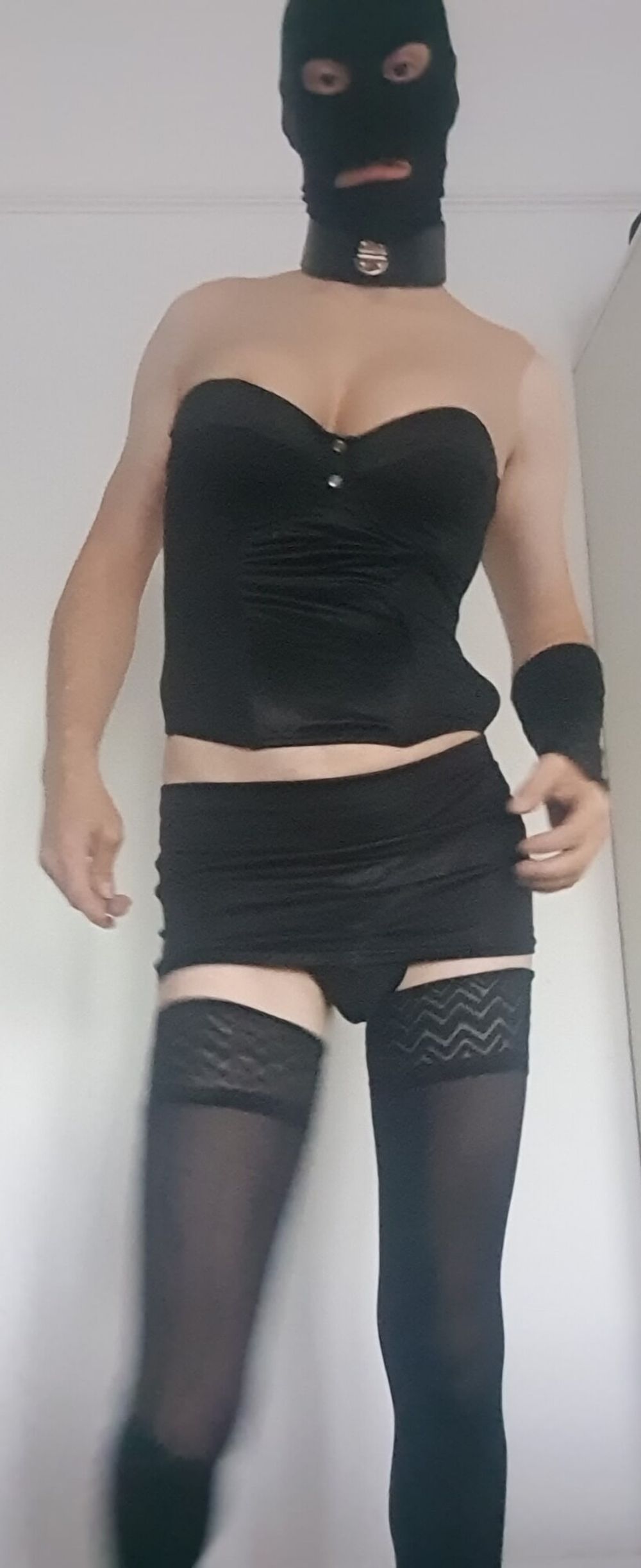 Hood &amp; Cage Crossdresser Sissy with Fake BigTits in Corset  #13