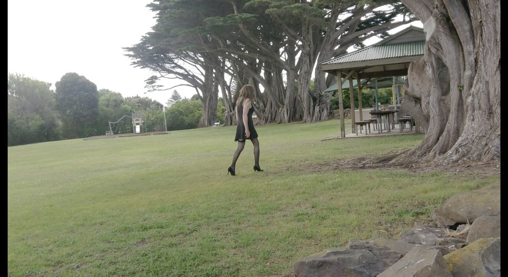 Crossdress Roadtrip- Walk in the Park - Black Dress #6