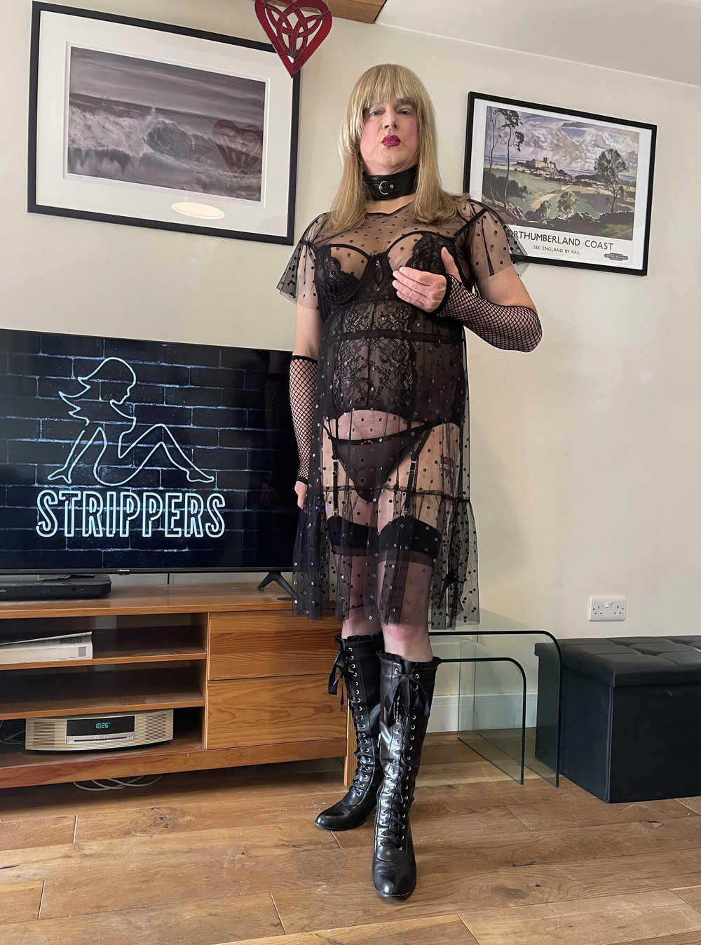 crossdressed in black lingerie #7