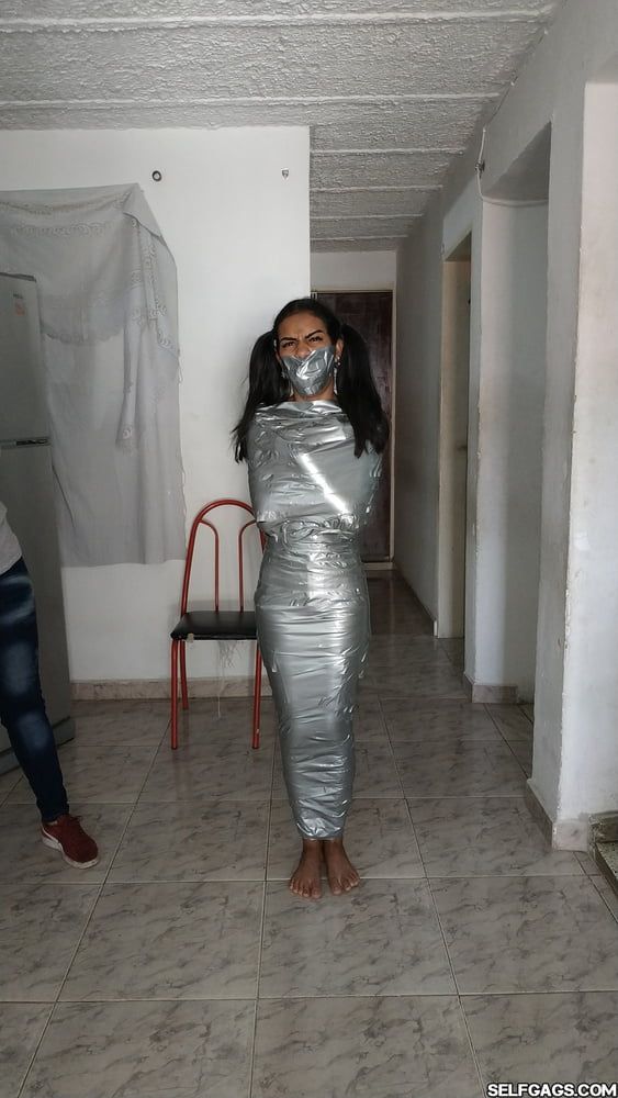 Young Girl Duct Tape Wrapped Like An Egyptian Mummy #28
