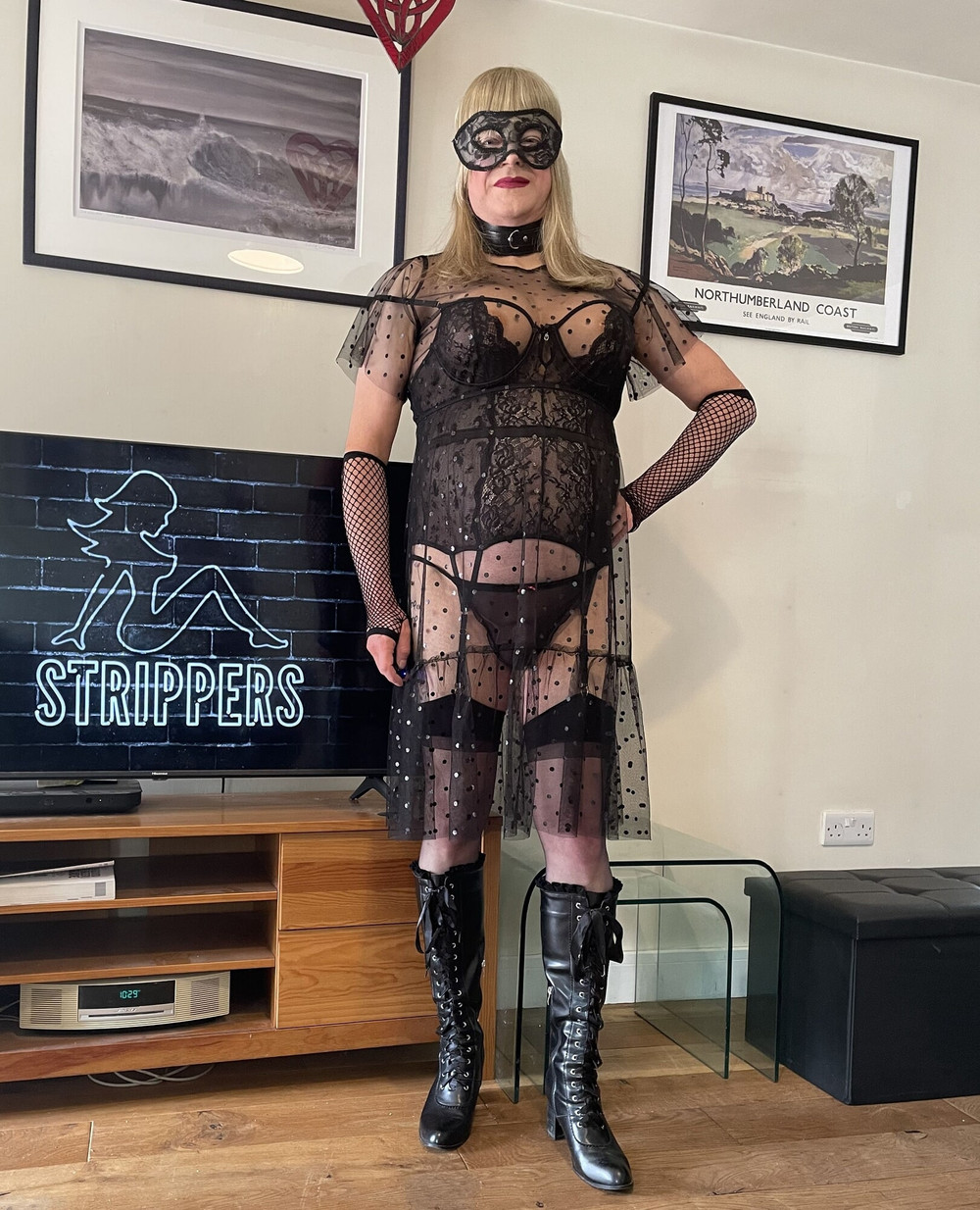 crossdressed in black lingerie #8