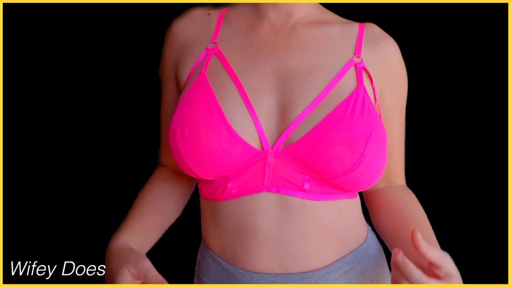 Wife stuns in hot pink bra #5