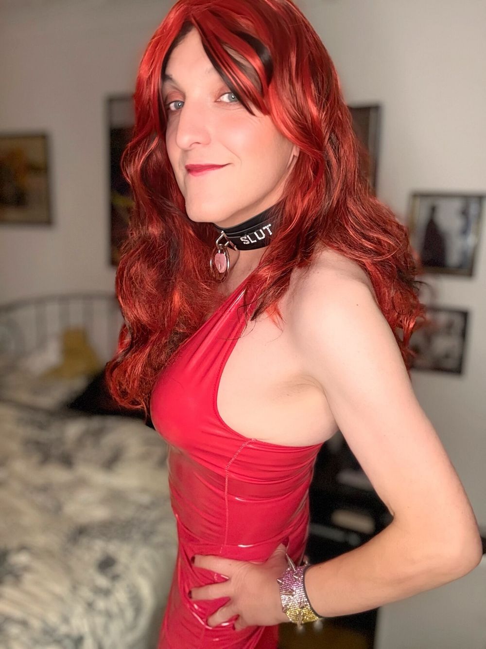 My favourite dress, red, slutty, shiny! #4