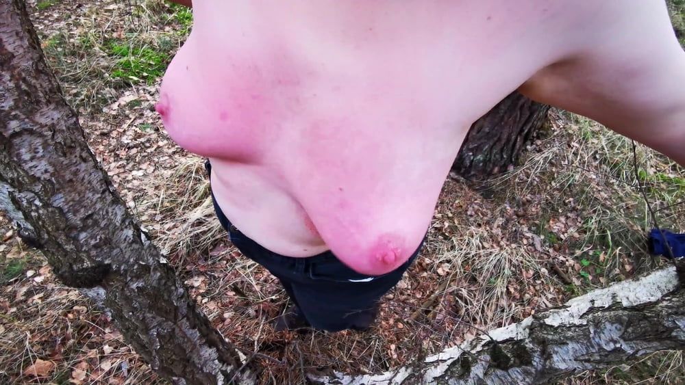 Titslapping in woods #5