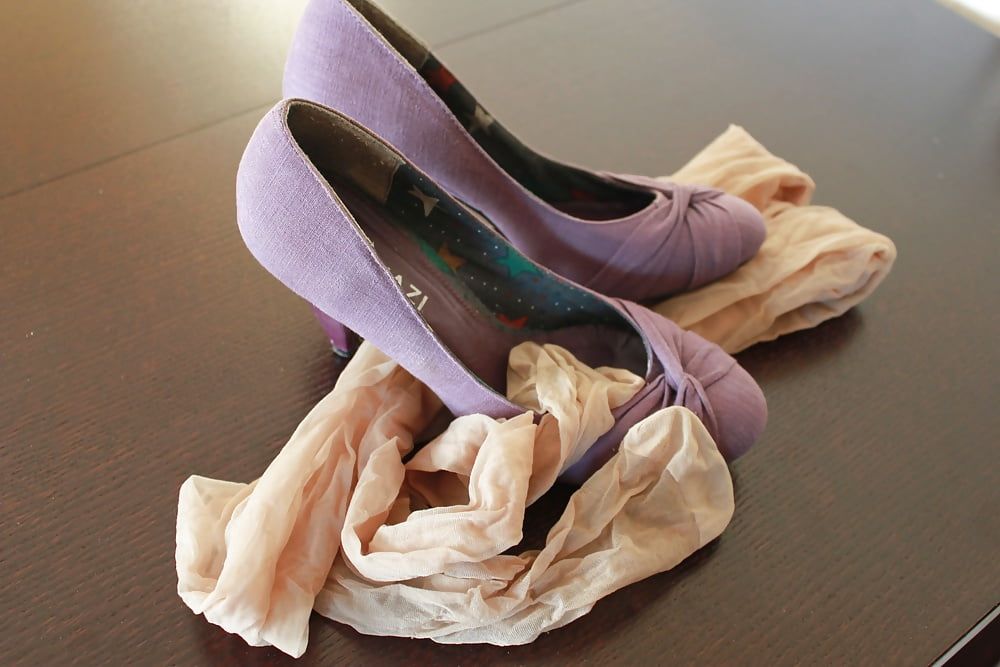 Violet heels, panties, bra, pantyhose #4