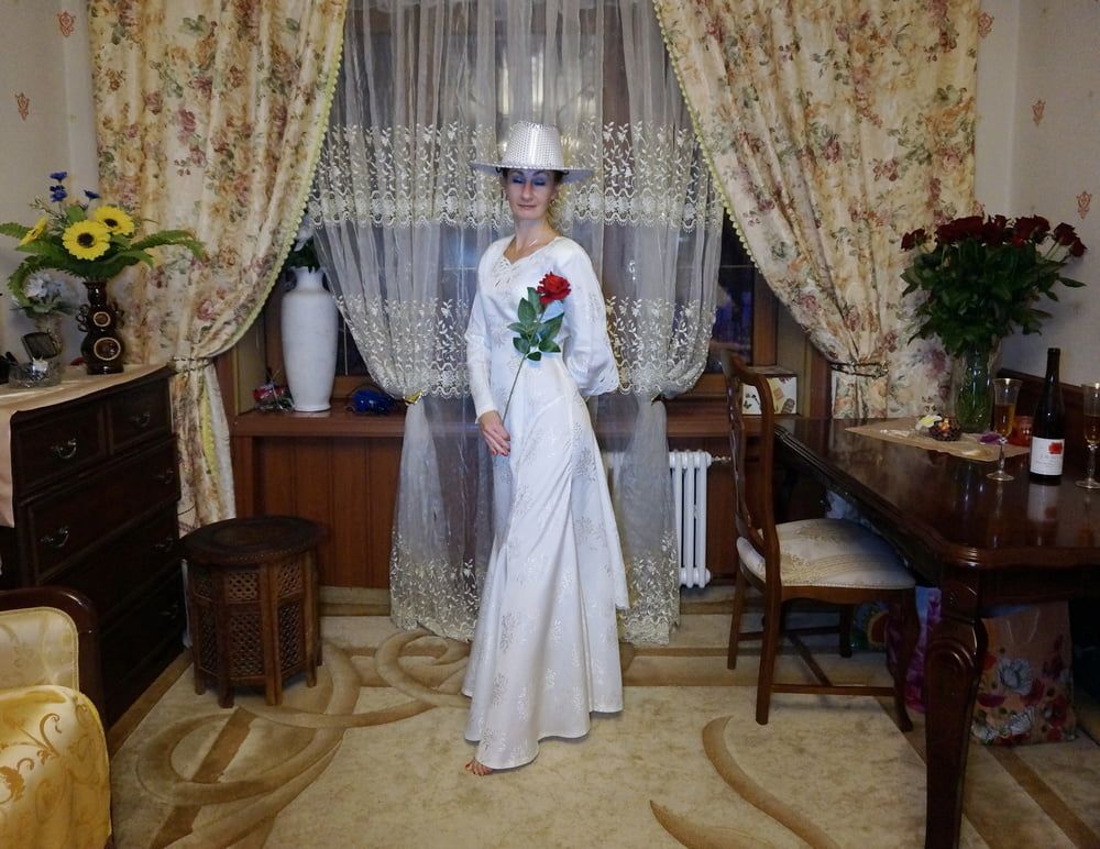 In Wedding Dress and White Hat #28