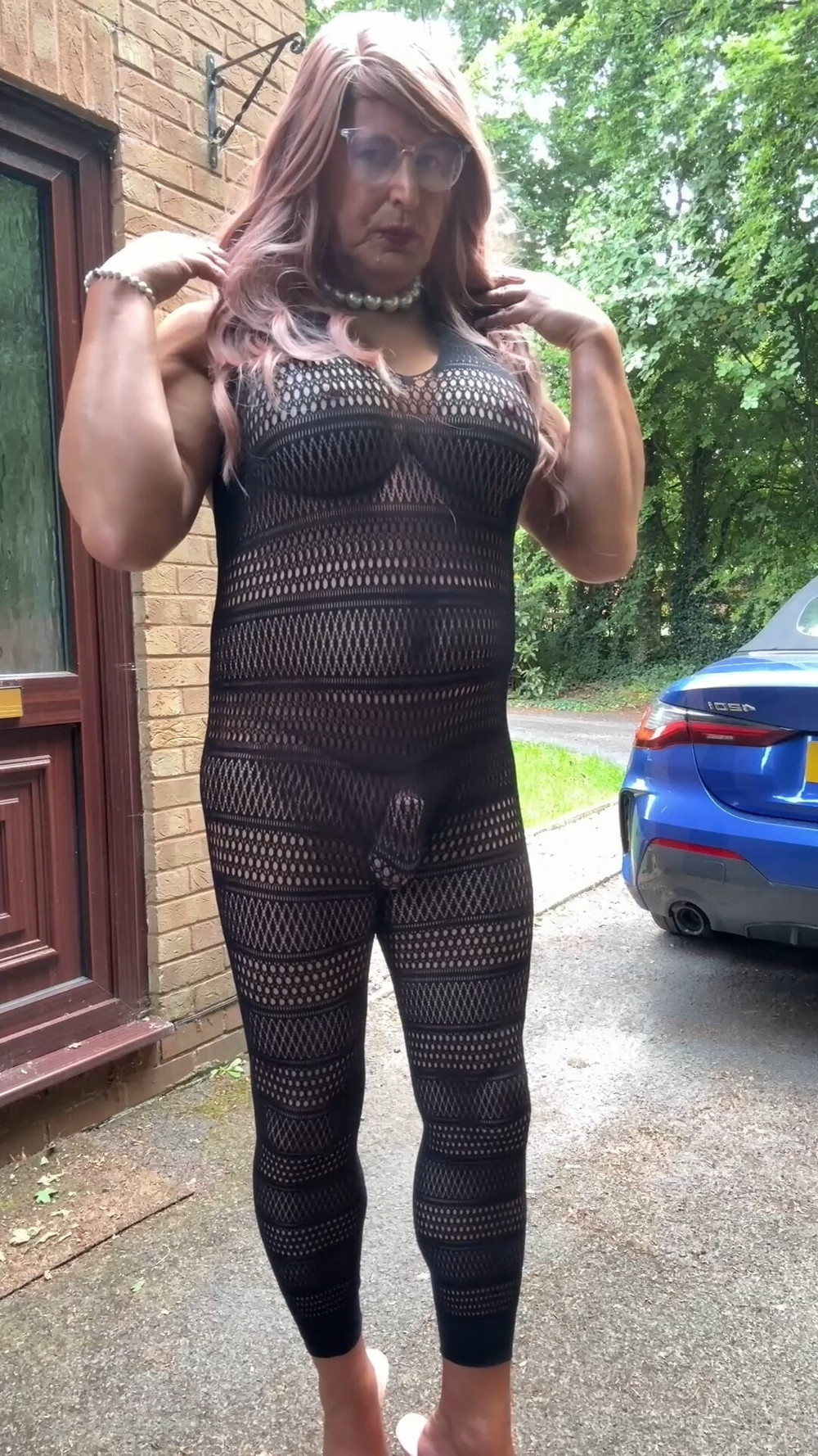Sexy Crossdresser kellycd2022 in sexy black fishnet catsuit  #28