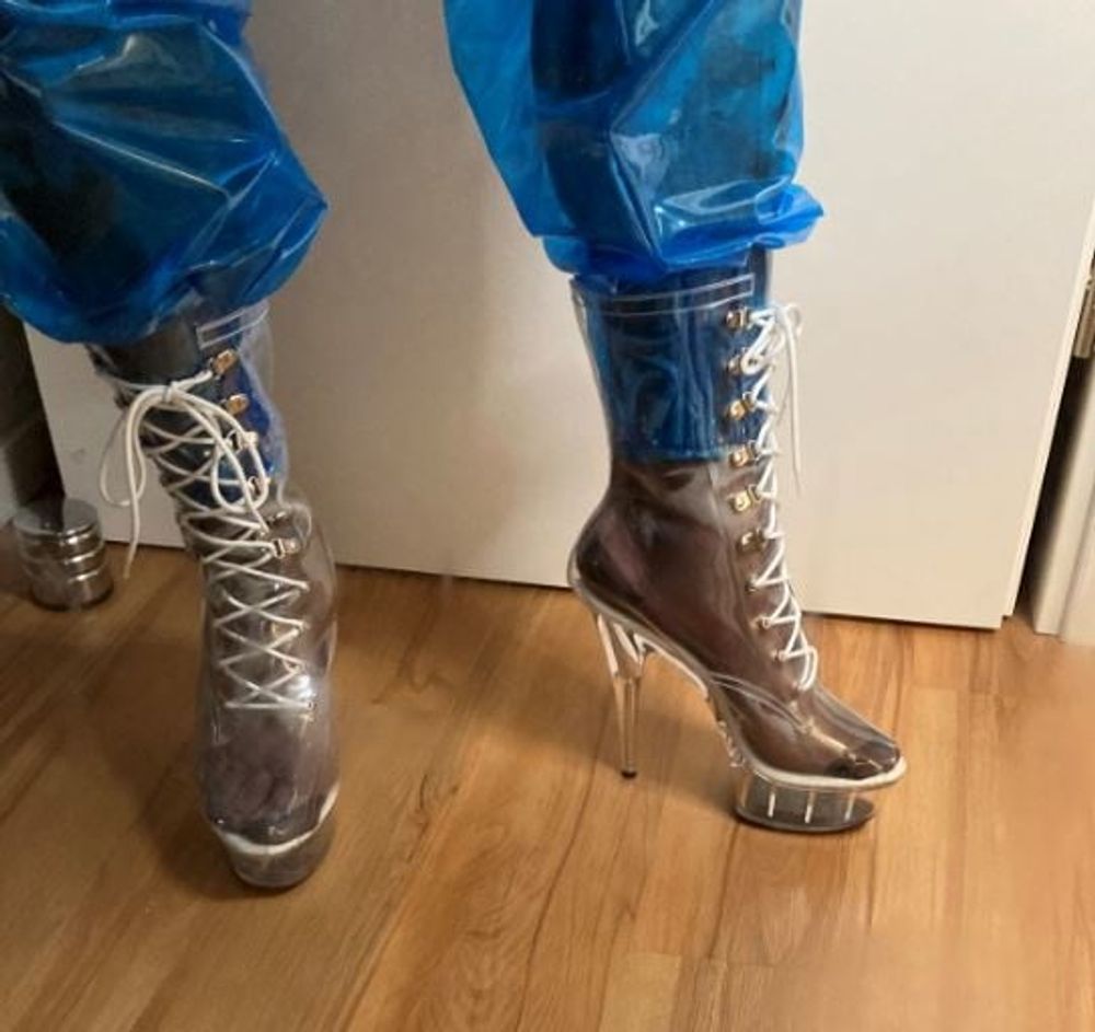 Blue Transparent PVC and Clear PVC Boots #4