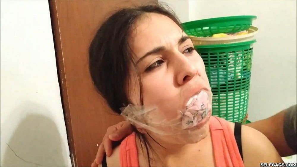 Gagged With 6 Socks And Clear Tape Gag - Selfgags #17