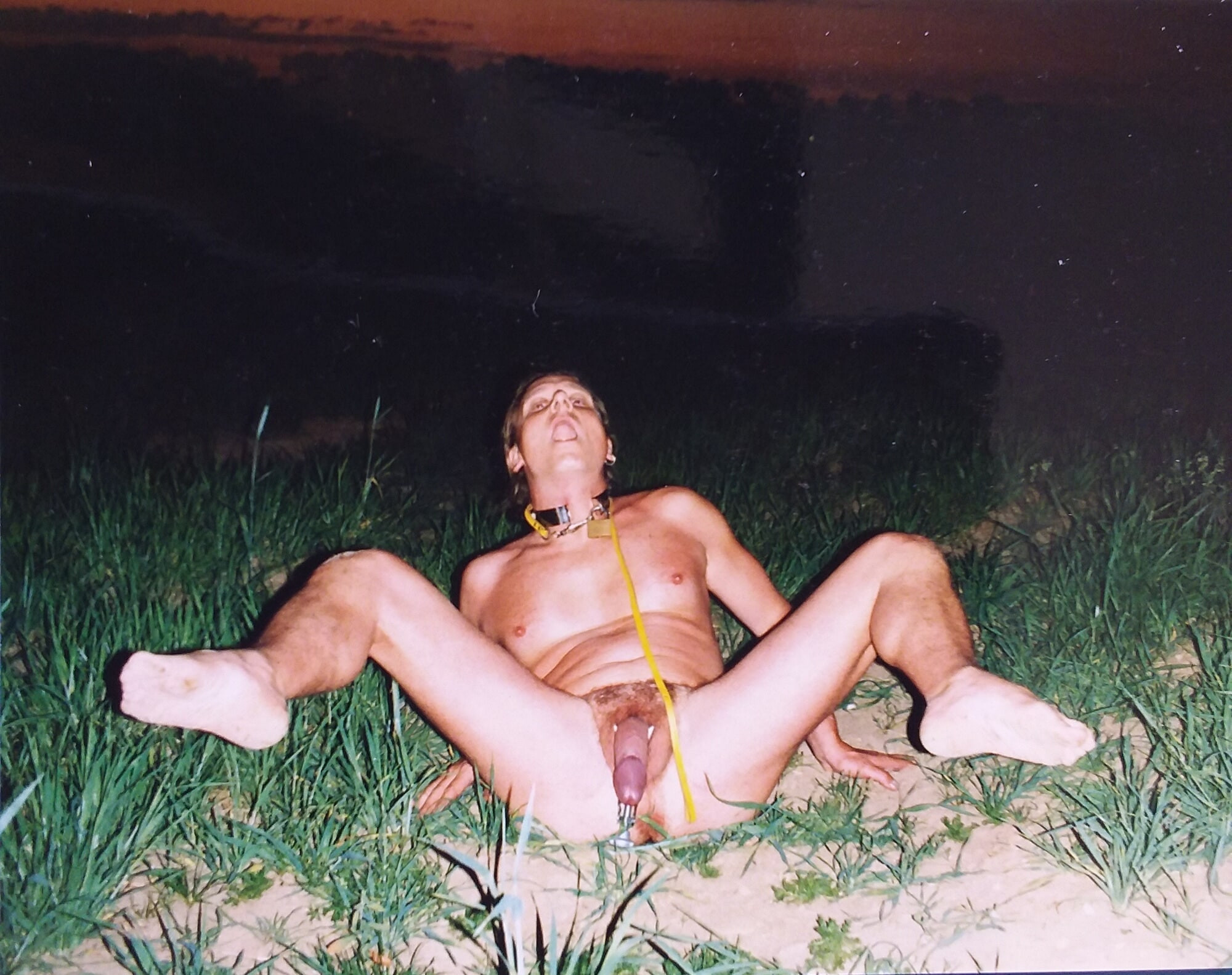 at Night on a Field: submissive Slave