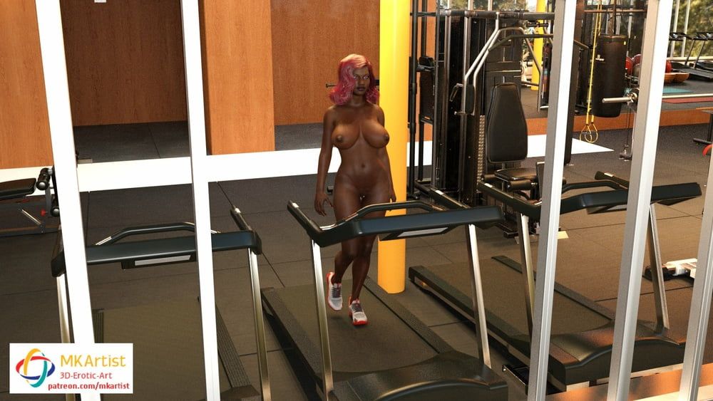 Ebony Girl Pam in Fitness-Studio #3
