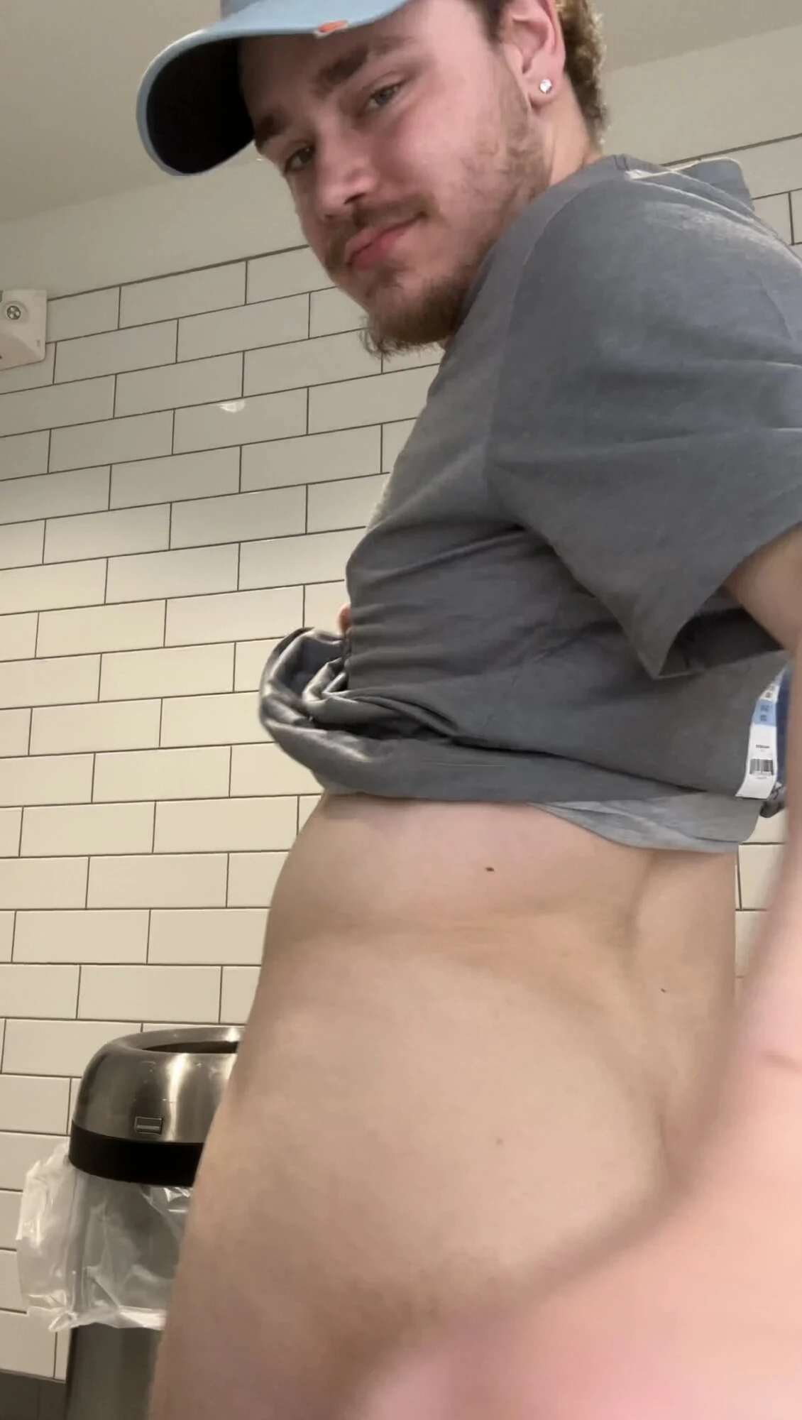 White Boy Shows Off His Tight Sexy White Ass In Public Bathr