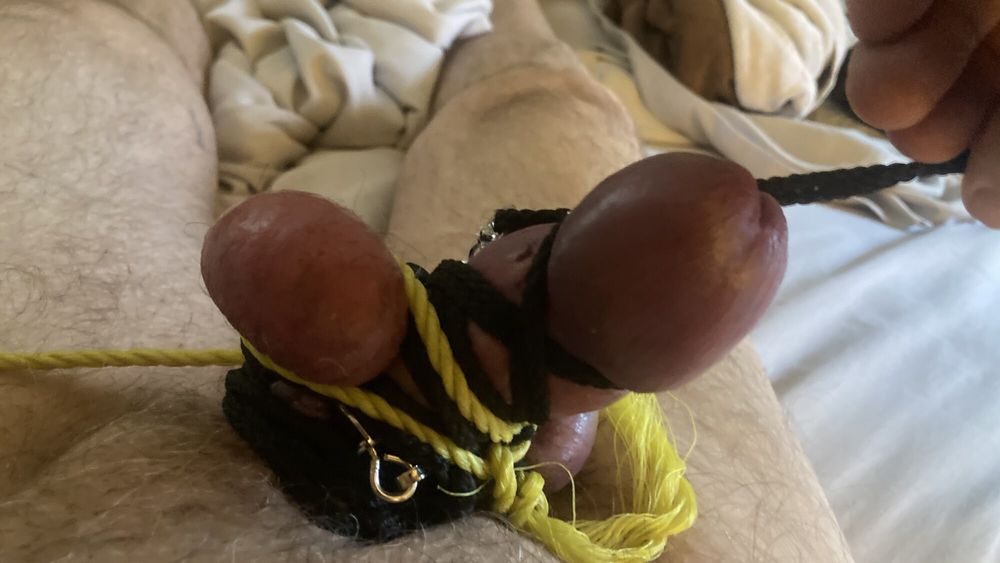 CBTLUVR’s Upside Down purple COCK &amp; BALLS BONDAGE CBT #9