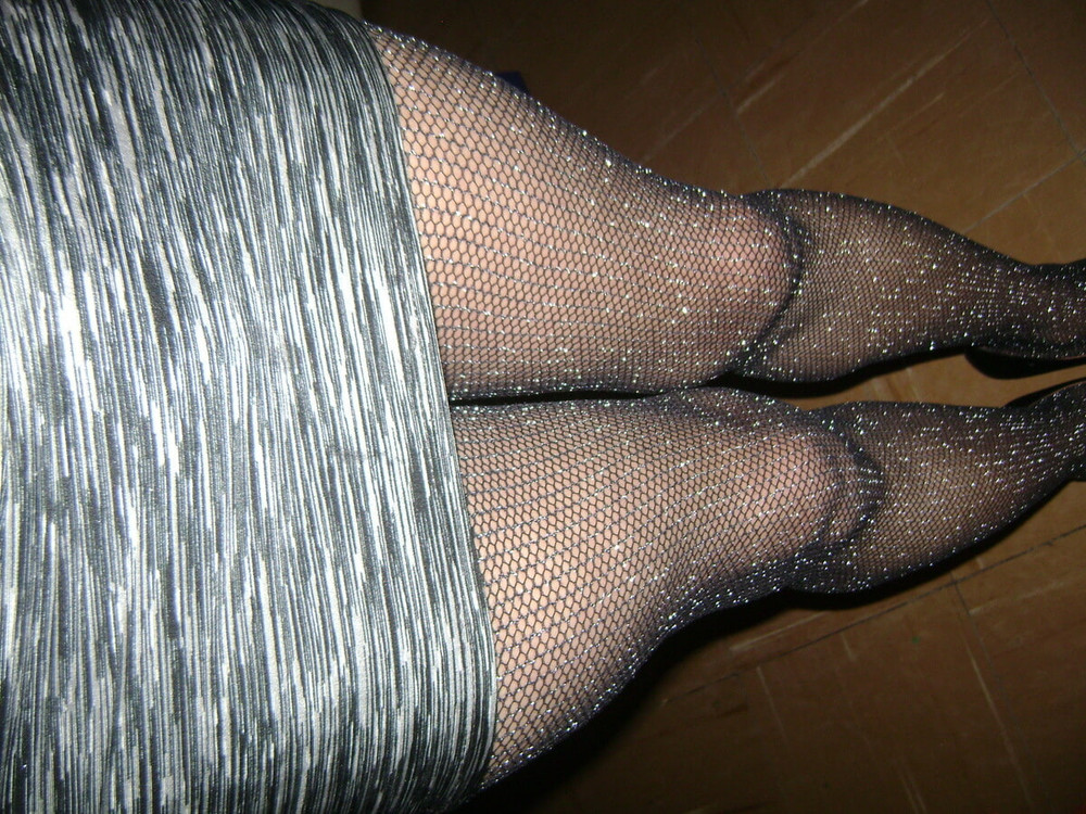 Shiny tights with heels #4