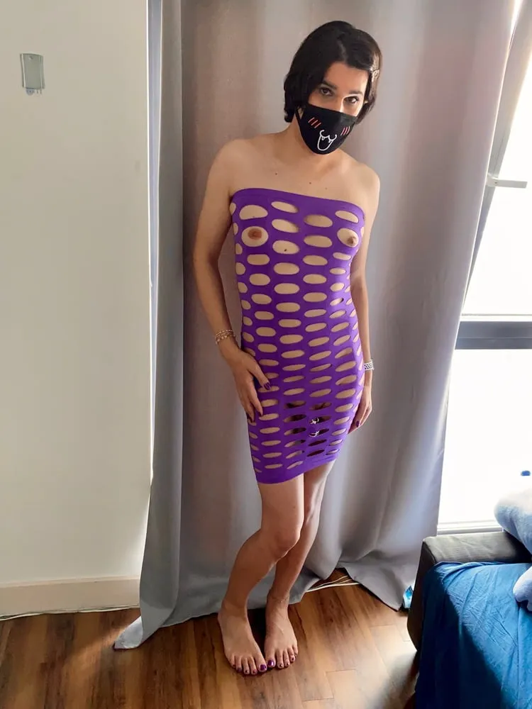 Purple Cut Out Strapless Mini Dress #27