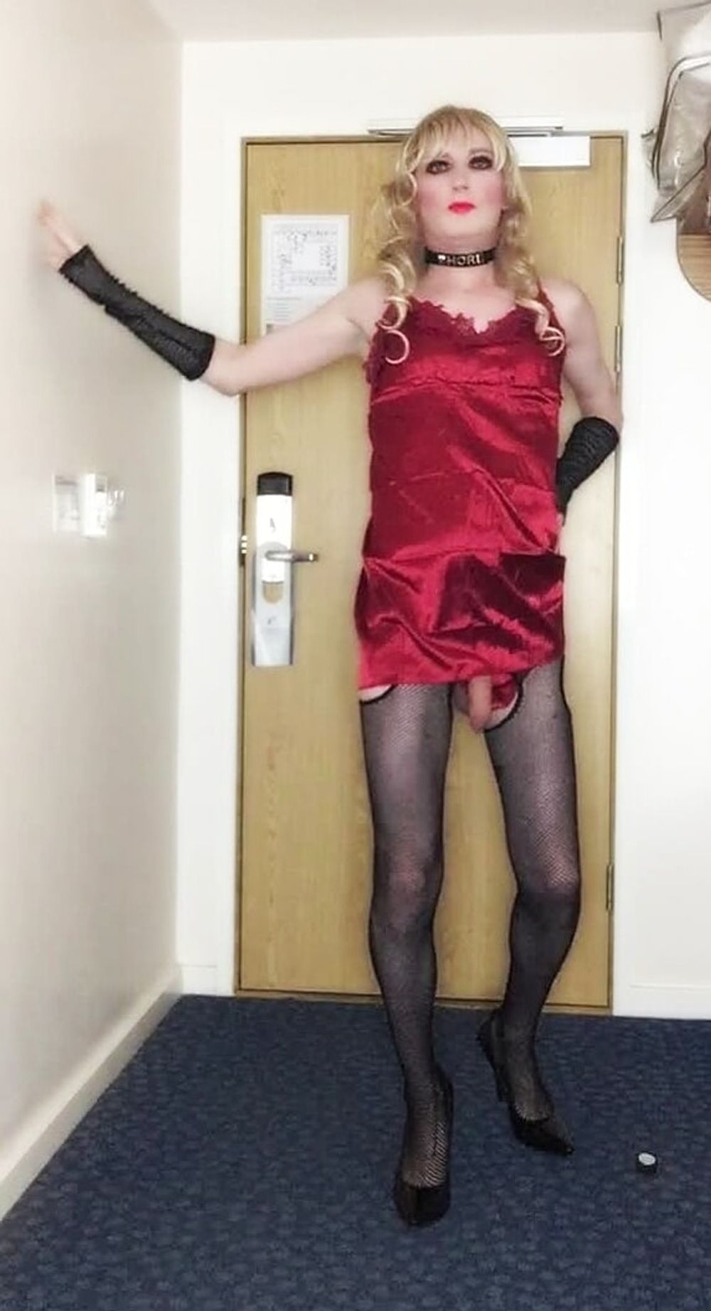 Skanky sissy in red dress #21