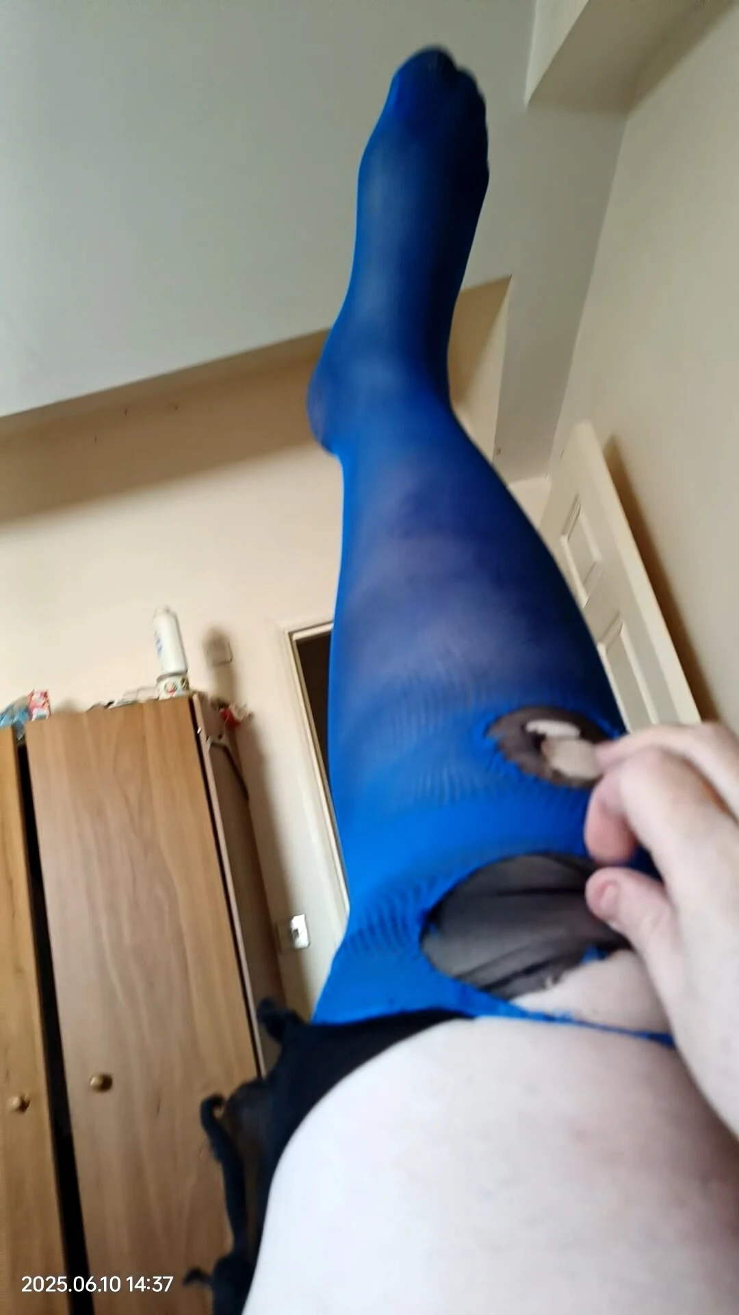 Ripped and sliced off pantyhose