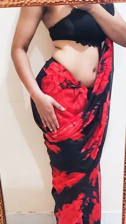 perfect body big boobs busty girl in a saree         