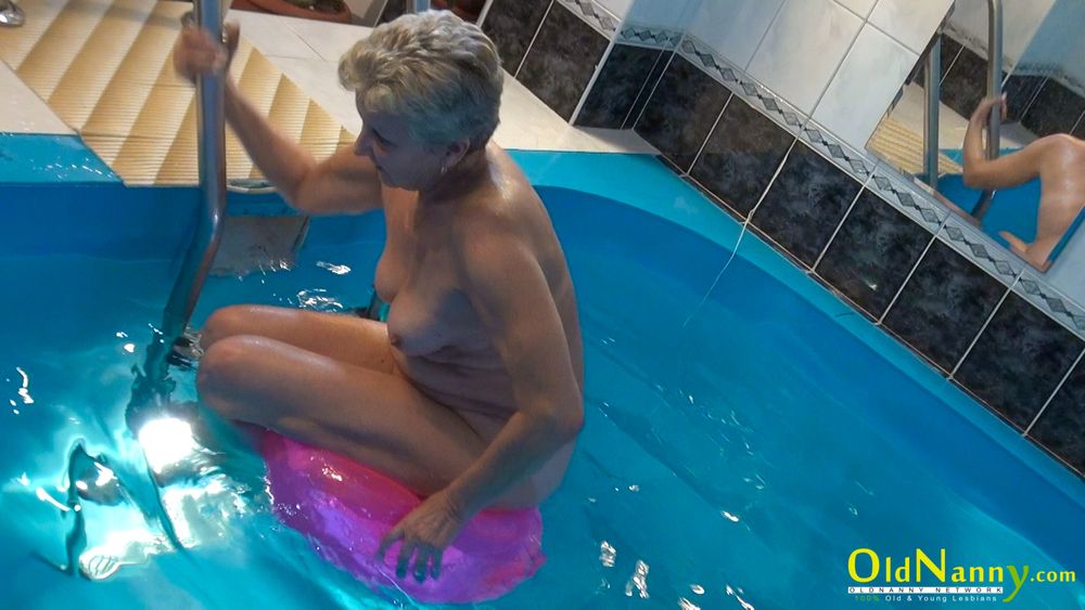 Granny Jitka frolics in the pool #6