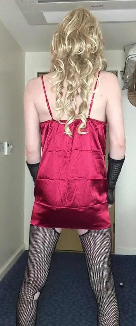 Skanky sissy in red dress #6