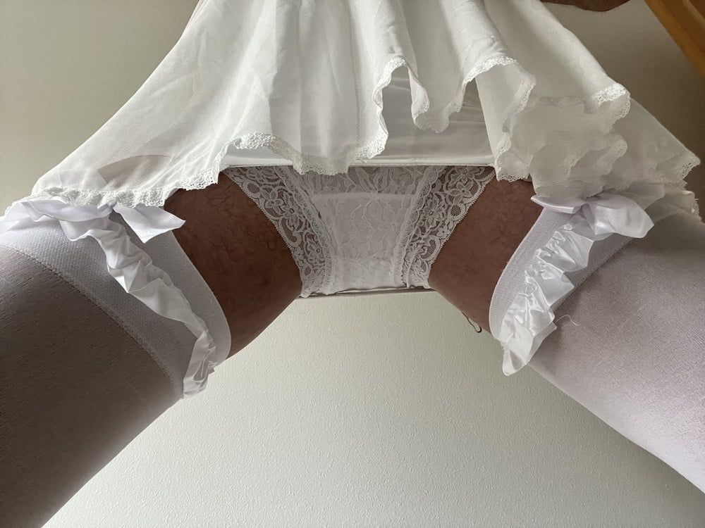 In white lingerie jerking off #15