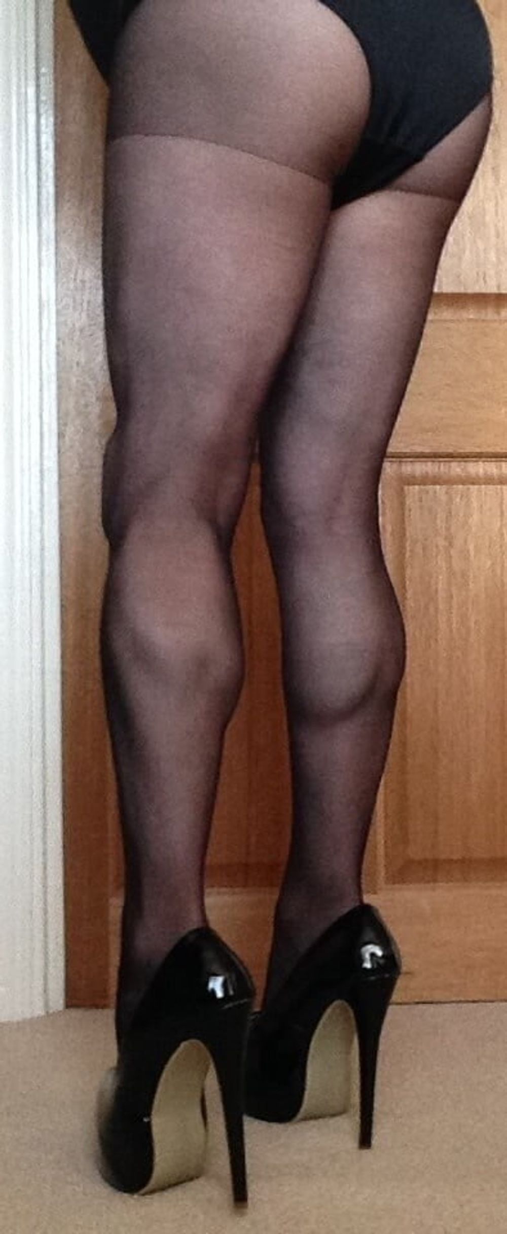 office slut in sheer black tights #18