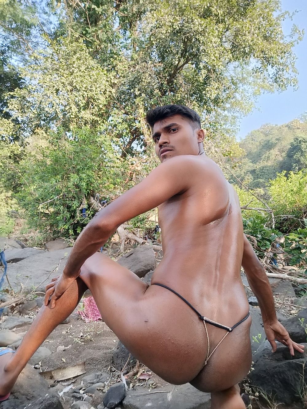 Full body oil up naked in outdoor  #14