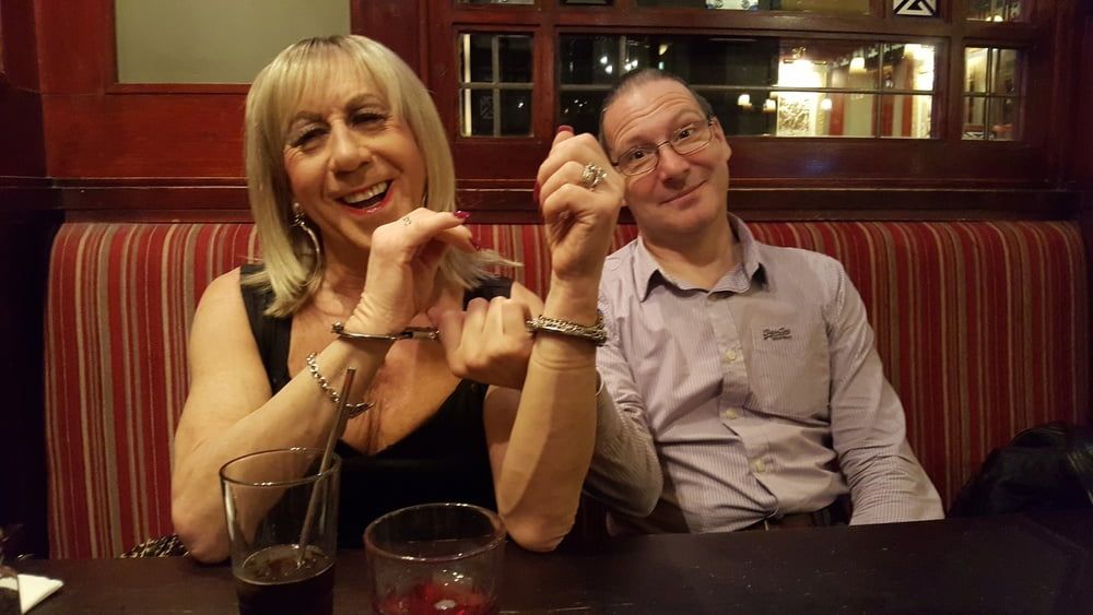 Lisa and Pauline in Handcuffs in the pub with Mike and John  #20