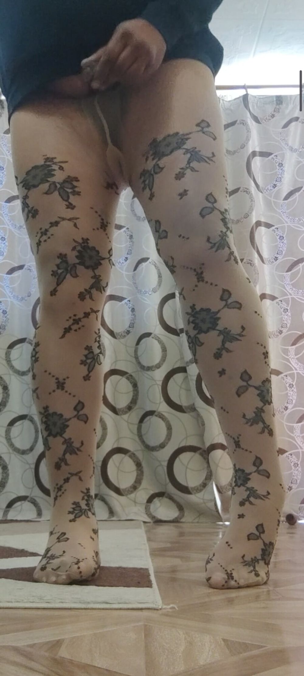 Patterned pantyhose cock masturbation #22