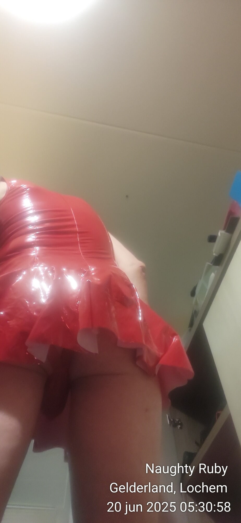 Red latex mini dress #31