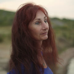 Evening potrait against the background of the river