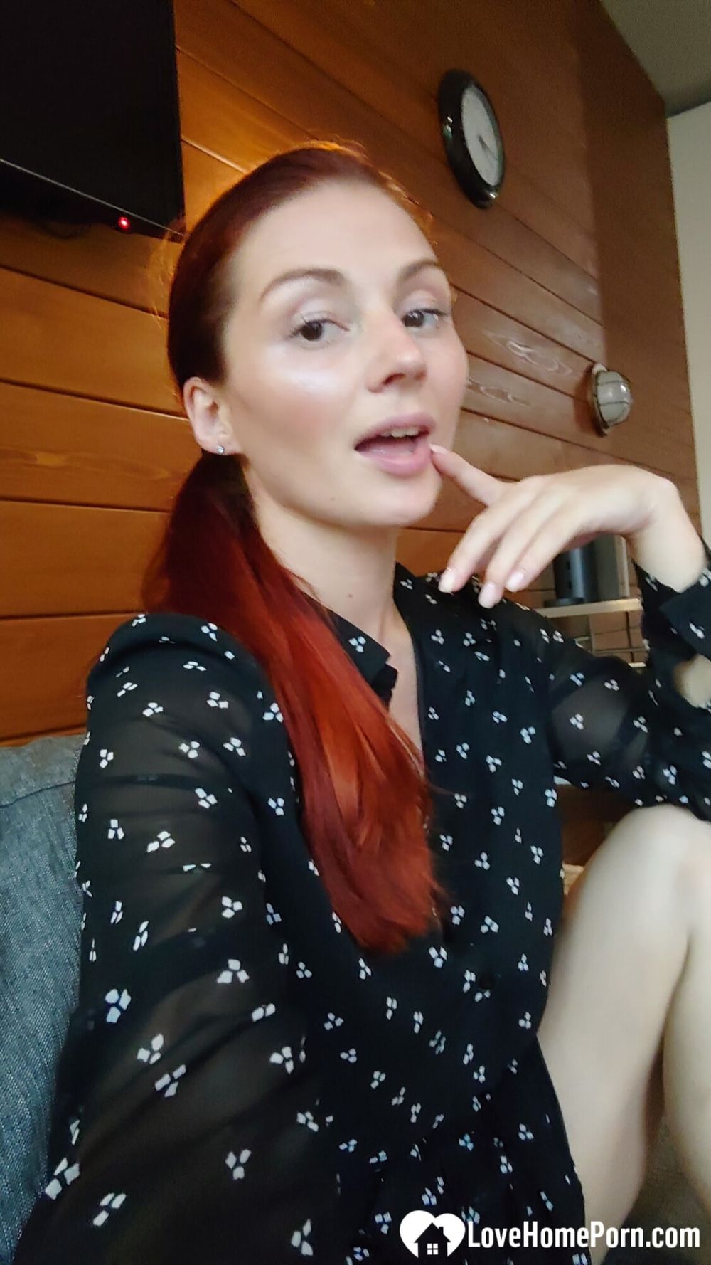 Naughty redhead reveals her big tits on cam #13