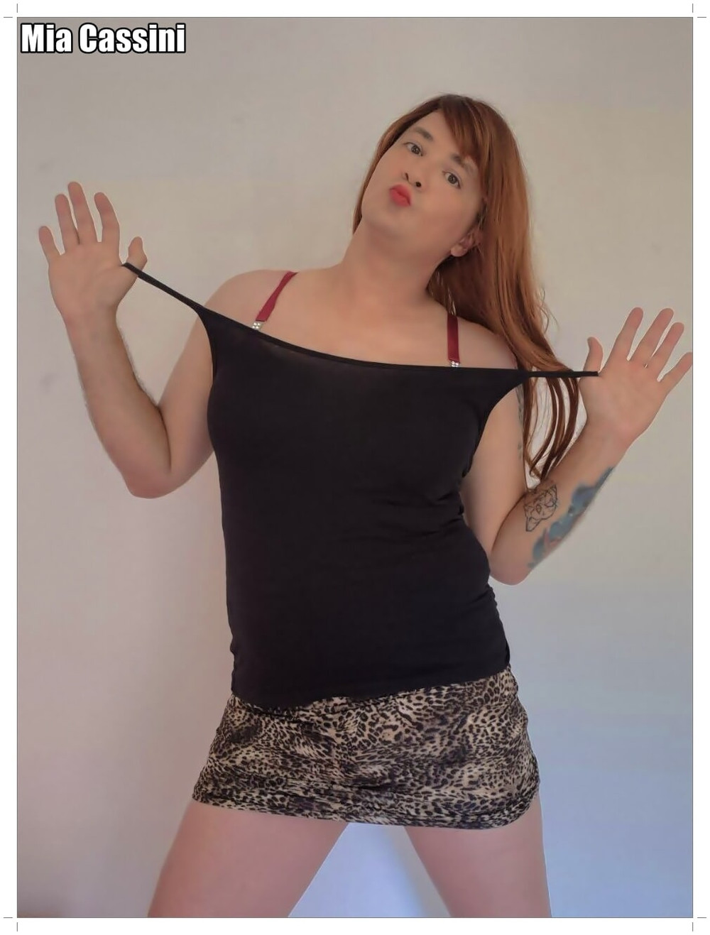 Leopard Miniskirt, different Tops #16