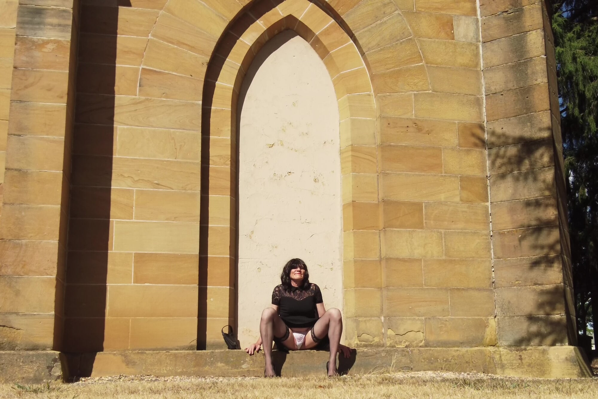 Crossdress Roadtrip - Rest Stop at Historic Building