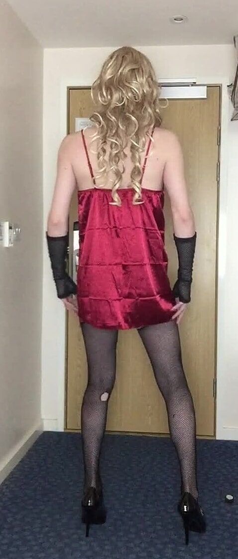 Skanky sissy in red dress #21