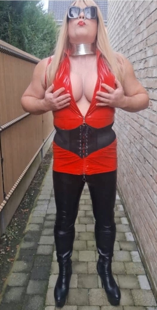 Smoking in black legging and tits out #11